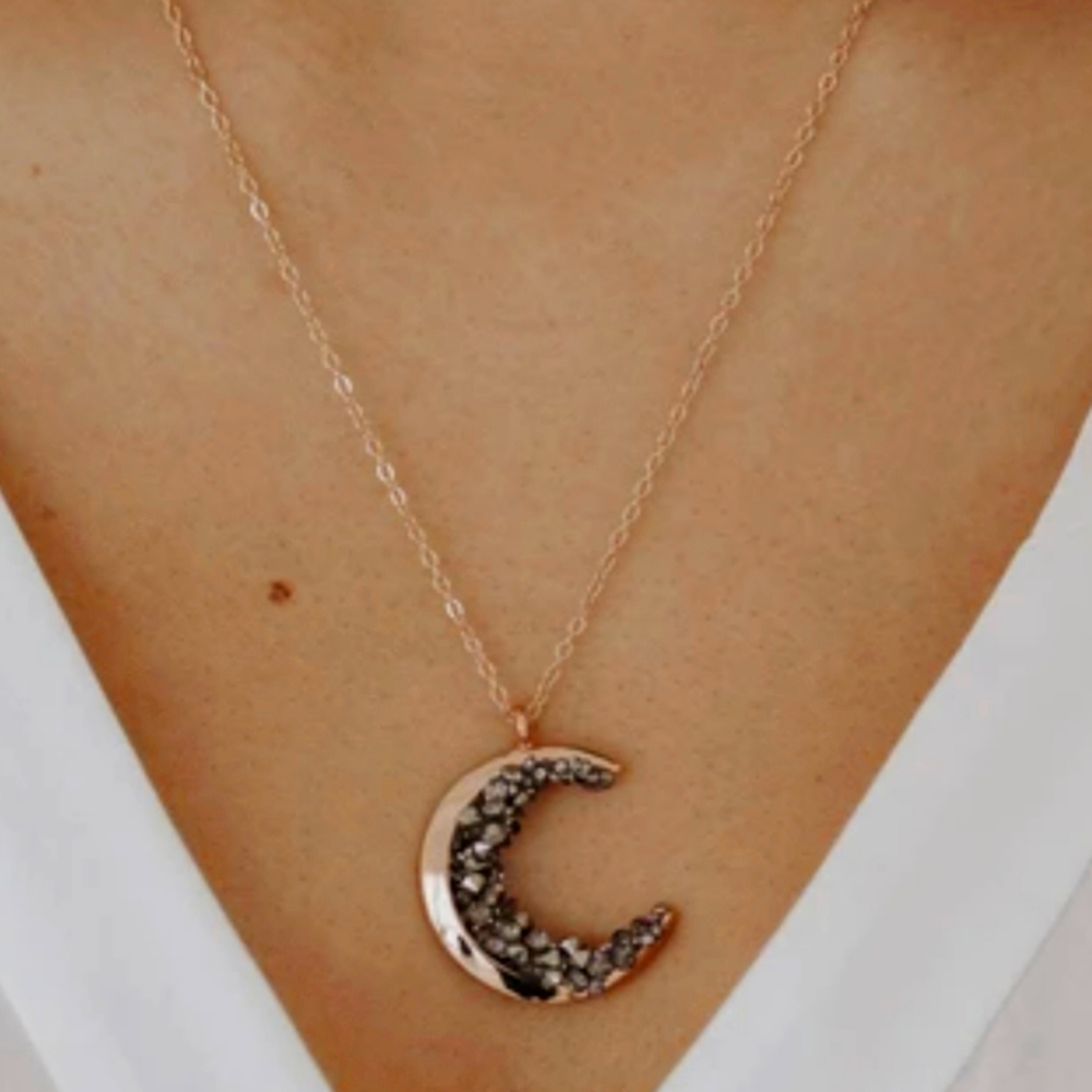 Crystal crescent moon necklace